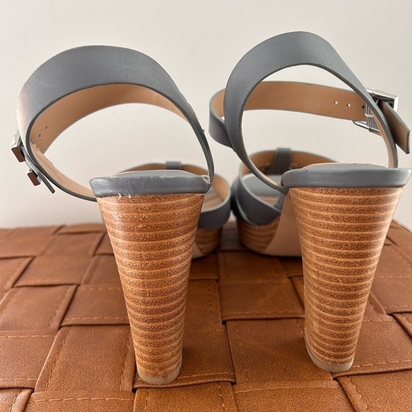 Lauren Ralph Lauren Soffia Leather Platform Heels Sandals Ocean Blue Size 9.5 - Picture 4 of 8